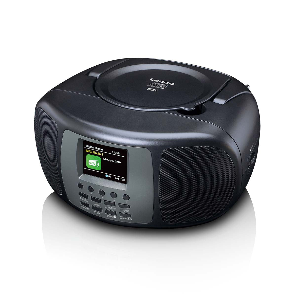 Tragbares DAB+/FM-Radio mit Bluetooth® CD-Player und großem LCD-Farbdisplay Schwarz