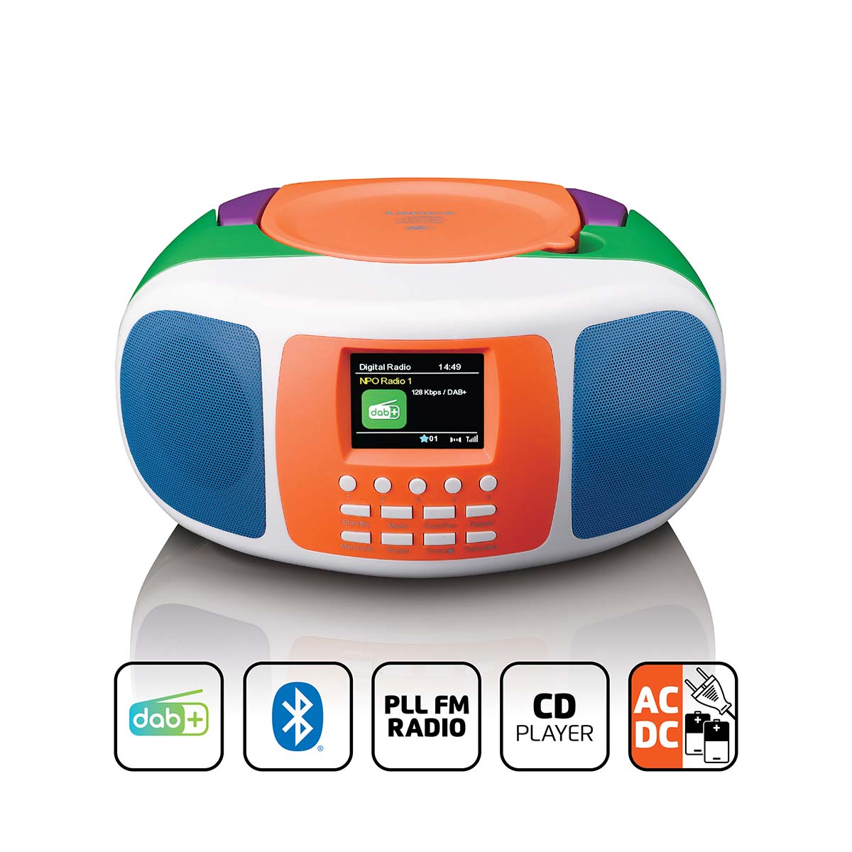 Tragbares DAB+/FM-Radio mit Bluetooth®, CD-Player und großem LCD-Farbdisplay