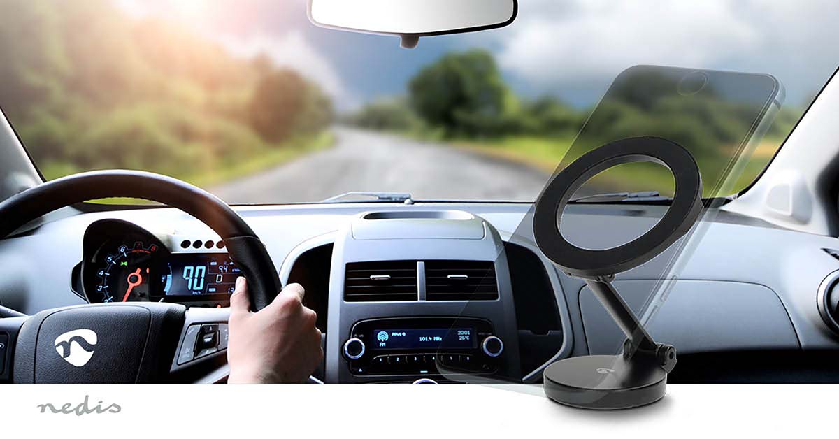 Kfz- Smartphonehalterung | Magnetisch | Windschutzscheibe und Amaturenbrett | Universal | Verstellbarer Winkel / Vollbeweglich