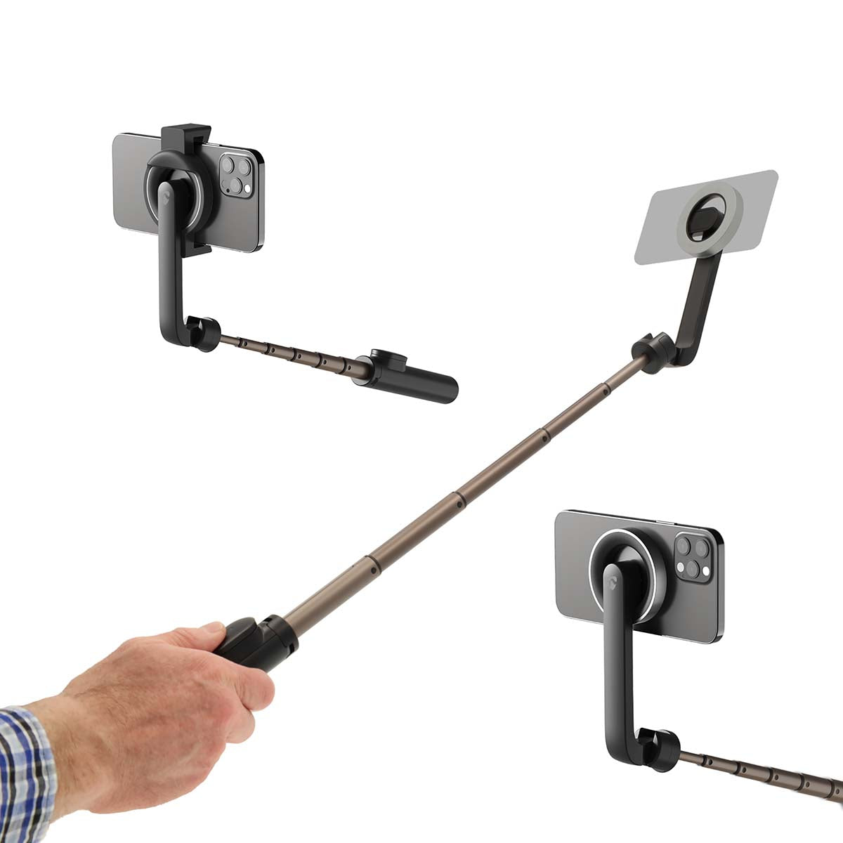 Bluetooth selfie Stick | Bluetooth® version: 5.0 | Maximale Bildschirmgröße: 7 " | Gefaltete Länge: 17 cm | Ungefalteten Länge: 61 cm | max. Gewichtskapazität: 1000 g | Batteriebetrieben