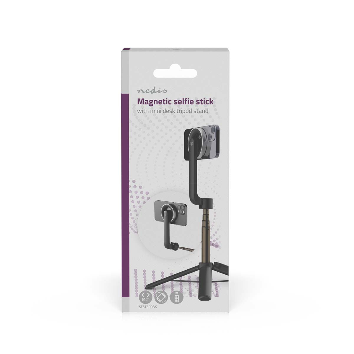 Bluetooth selfie Stick | Bluetooth® version: 5.0 | Maximale Bildschirmgröße: 7 " | Gefaltete Länge: 17 cm | Ungefalteten Länge: 61 cm | max. Gewichtskapazität: 1000 g | Batteriebetrieben