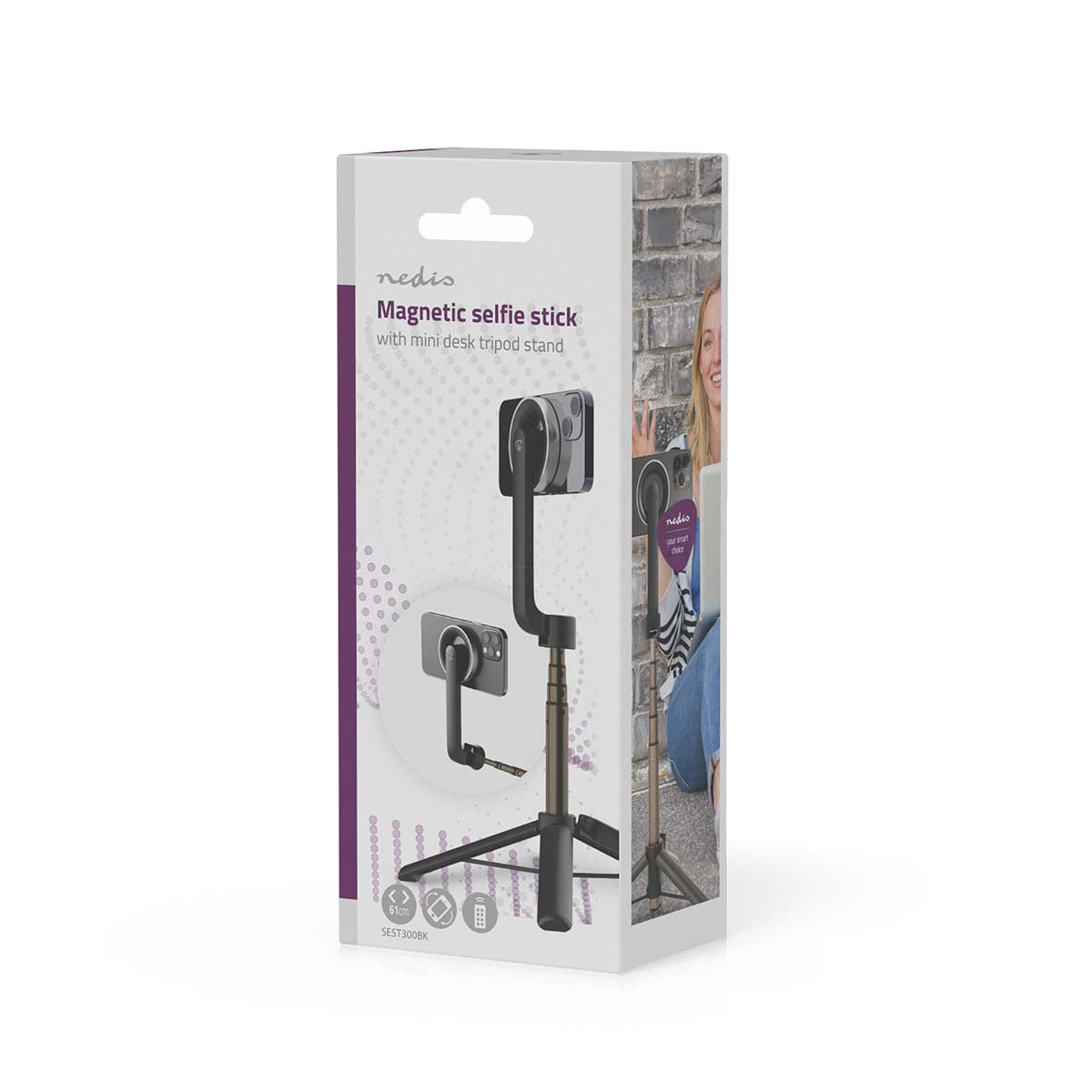 Bluetooth selfie Stick | Bluetooth® version: 5.0 | Maximale Bildschirmgröße: 7 " | Gefaltete Länge: 17 cm | Ungefalteten Länge: 61 cm | max. Gewichtskapazität: 1000 g | Batteriebetrieben