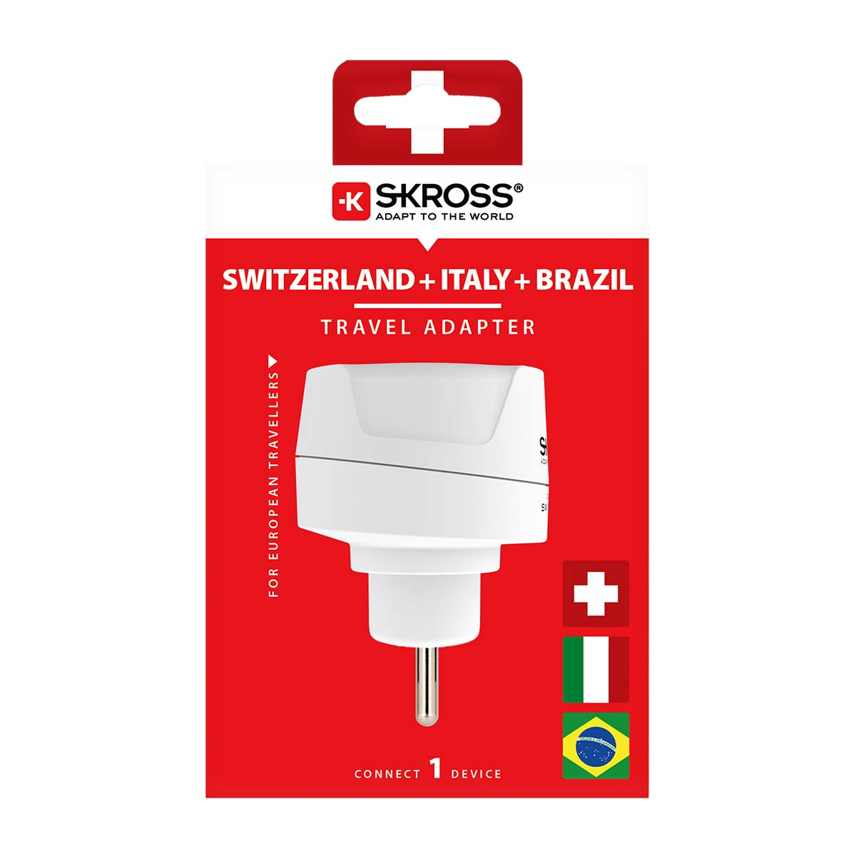 Reiseadapter Europa nach Schweiz + Italien + Brasilien - Für 2- und 3-polige Geräte (Erdung oder Euro-Stecker)