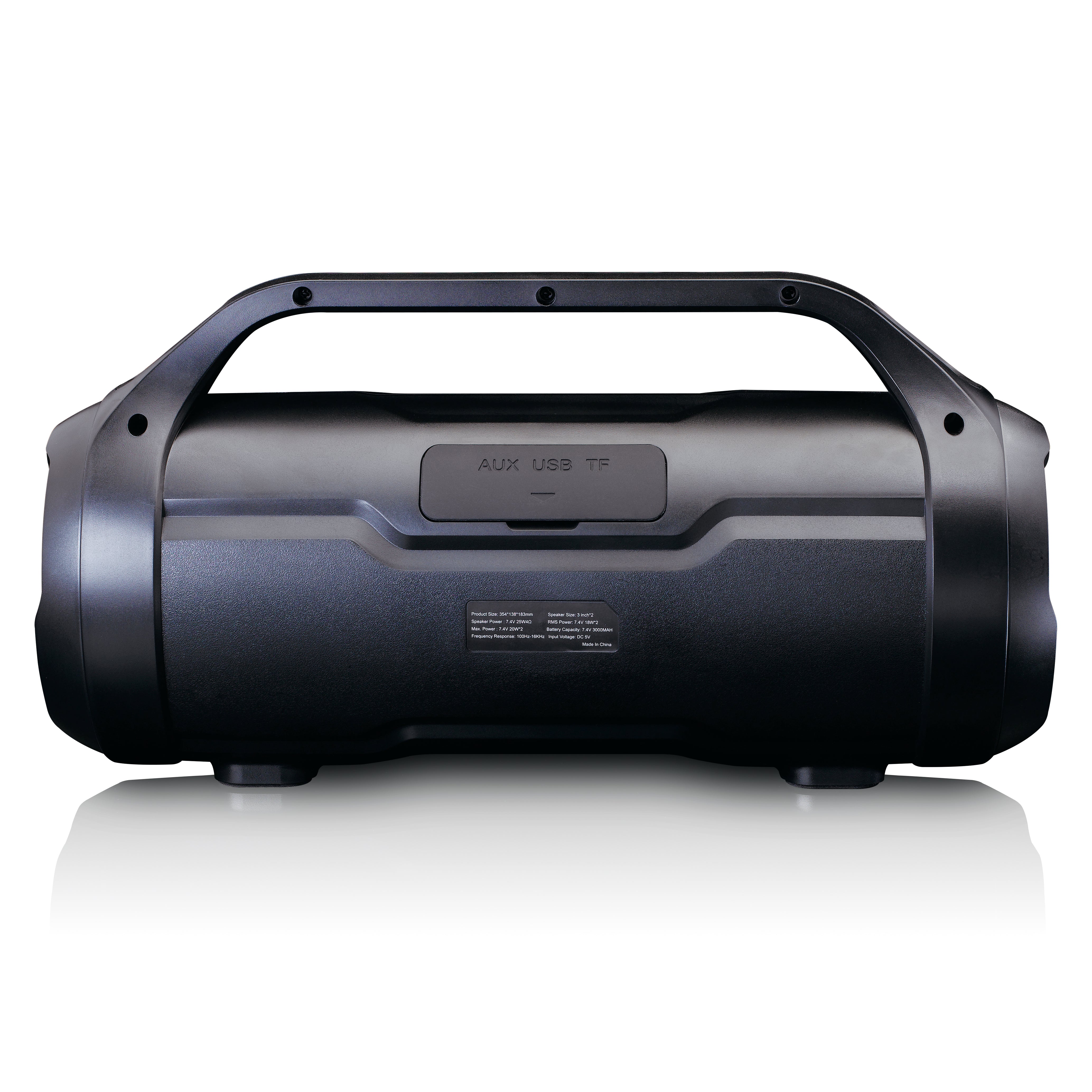 Spritzwassergeschützter Bluetooth®-Lautsprecher mit FM-Radio, USB, SD und Party-Licht Schwarz
