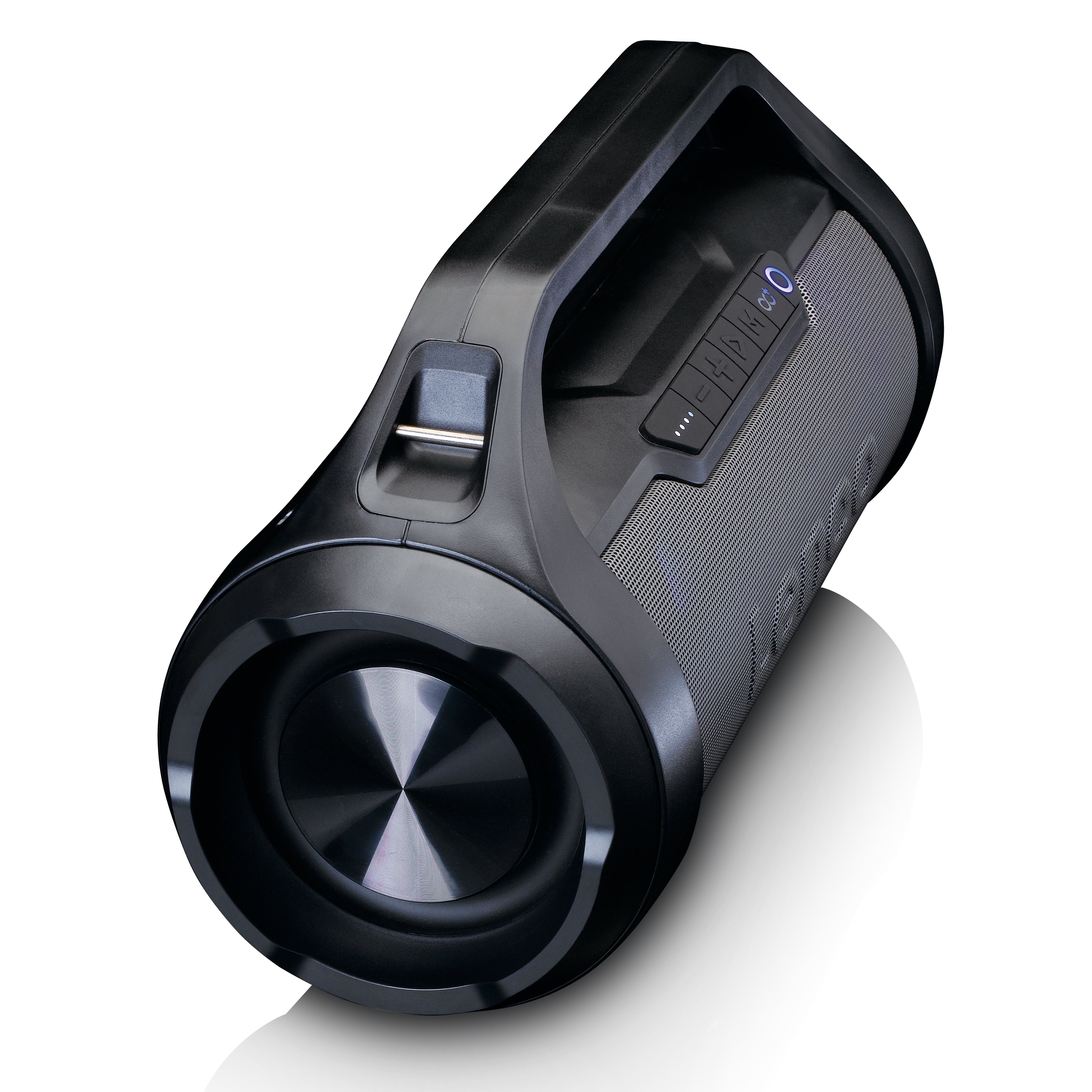 Spritzwassergeschützter Bluetooth®-Lautsprecher mit FM-Radio, USB, SD und Party-Licht Schwarz