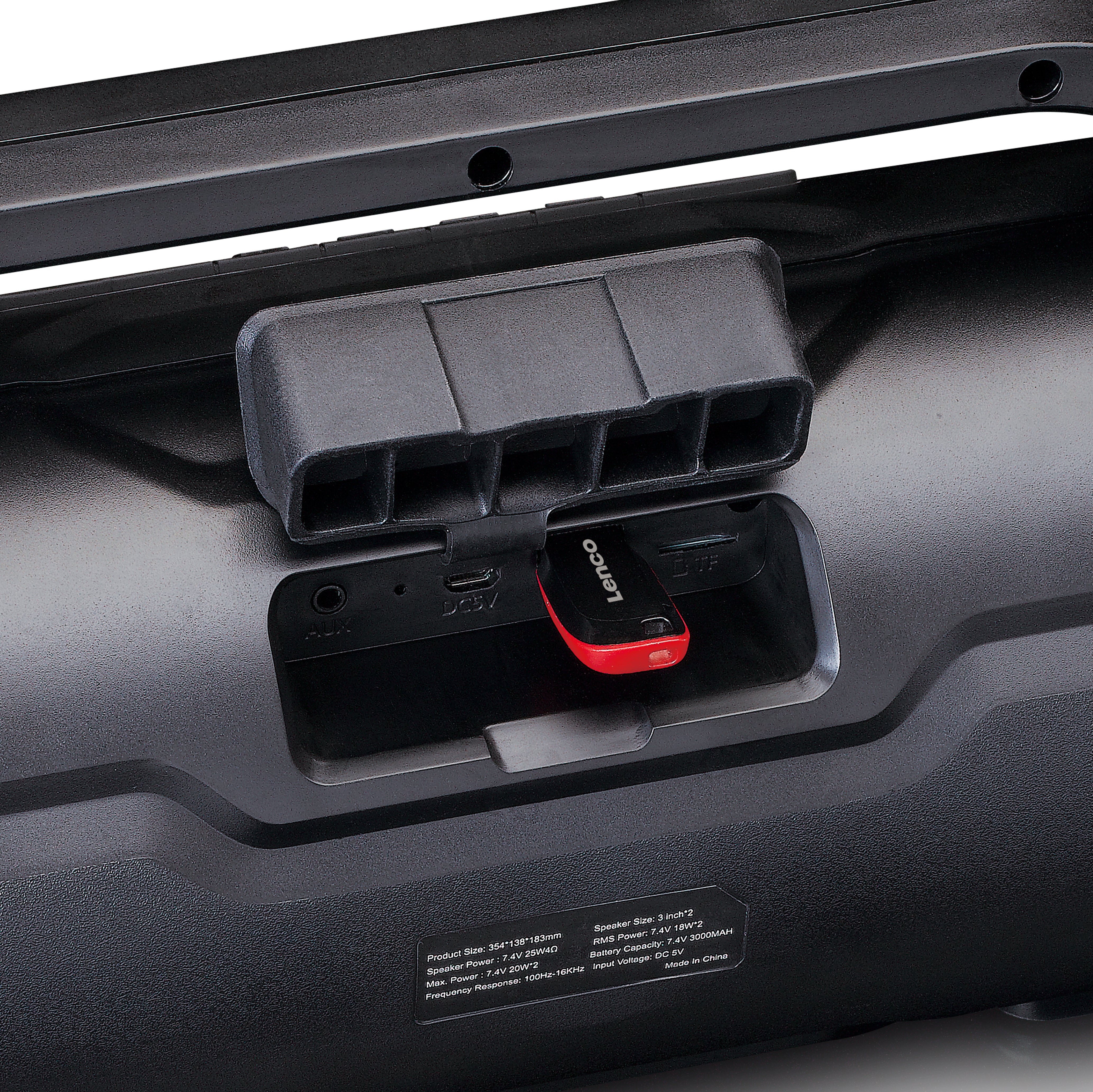 Spritzwassergeschützter Bluetooth®-Lautsprecher mit FM-Radio, USB, SD und Party-Licht Schwarz