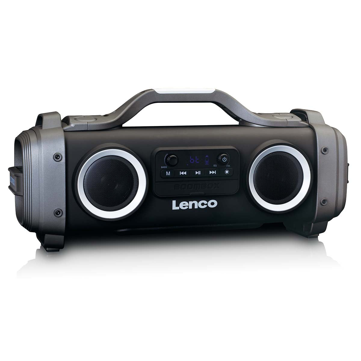 Spritzwassergeschützter Bluetooth®-Lautsprecher FM-Radio USB und micro SD mit Lichteffekten Schwarz