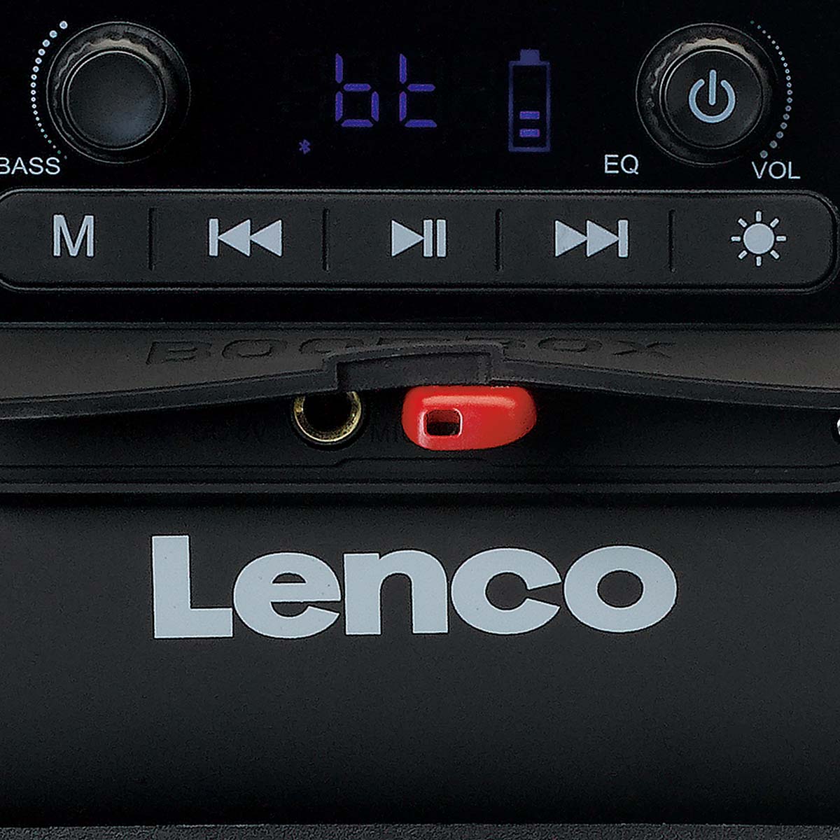 Spritzwassergeschützter Bluetooth®-Lautsprecher FM-Radio USB und micro SD mit Lichteffekten Schwarz