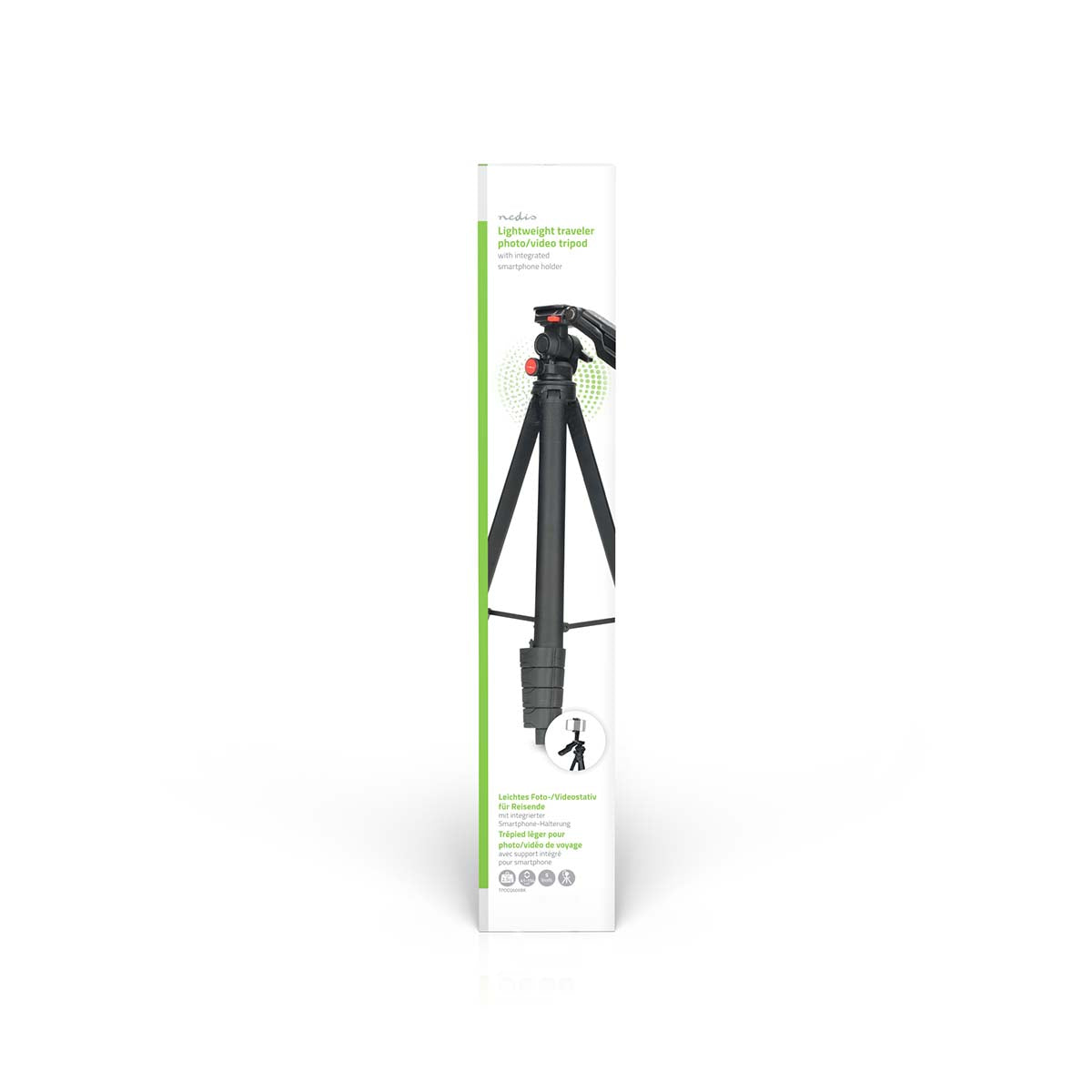 Stativ | Maximale Belastbarkeit: 3 kg | Min. arbeitshöhe: 41.5 cm | Max. Arbeitshöhe: 160 cm | 5 Segmente | Pan & Tilt | Tragetasche enthalten | ABS / Aluminium | Schwarz