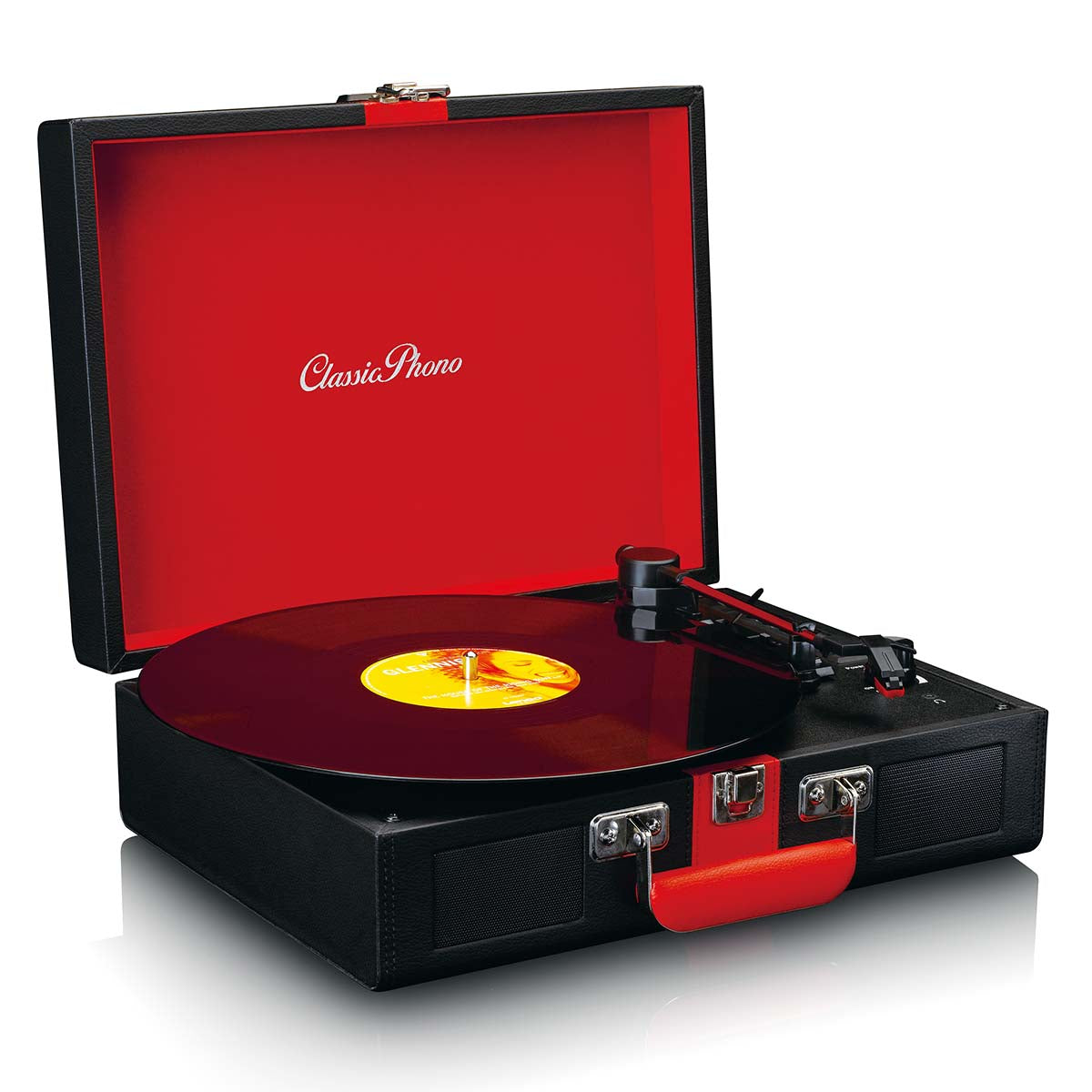 Record Player with Bluetooth® reception and built in speakers Black / Red