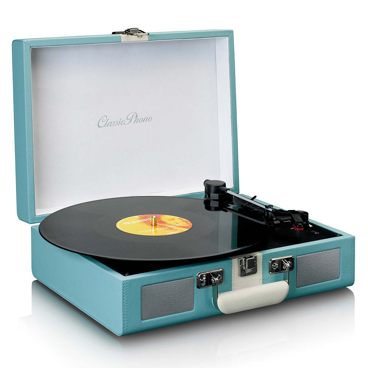 Record Player with Bluetooth® reception and built in speakers Blue / White
