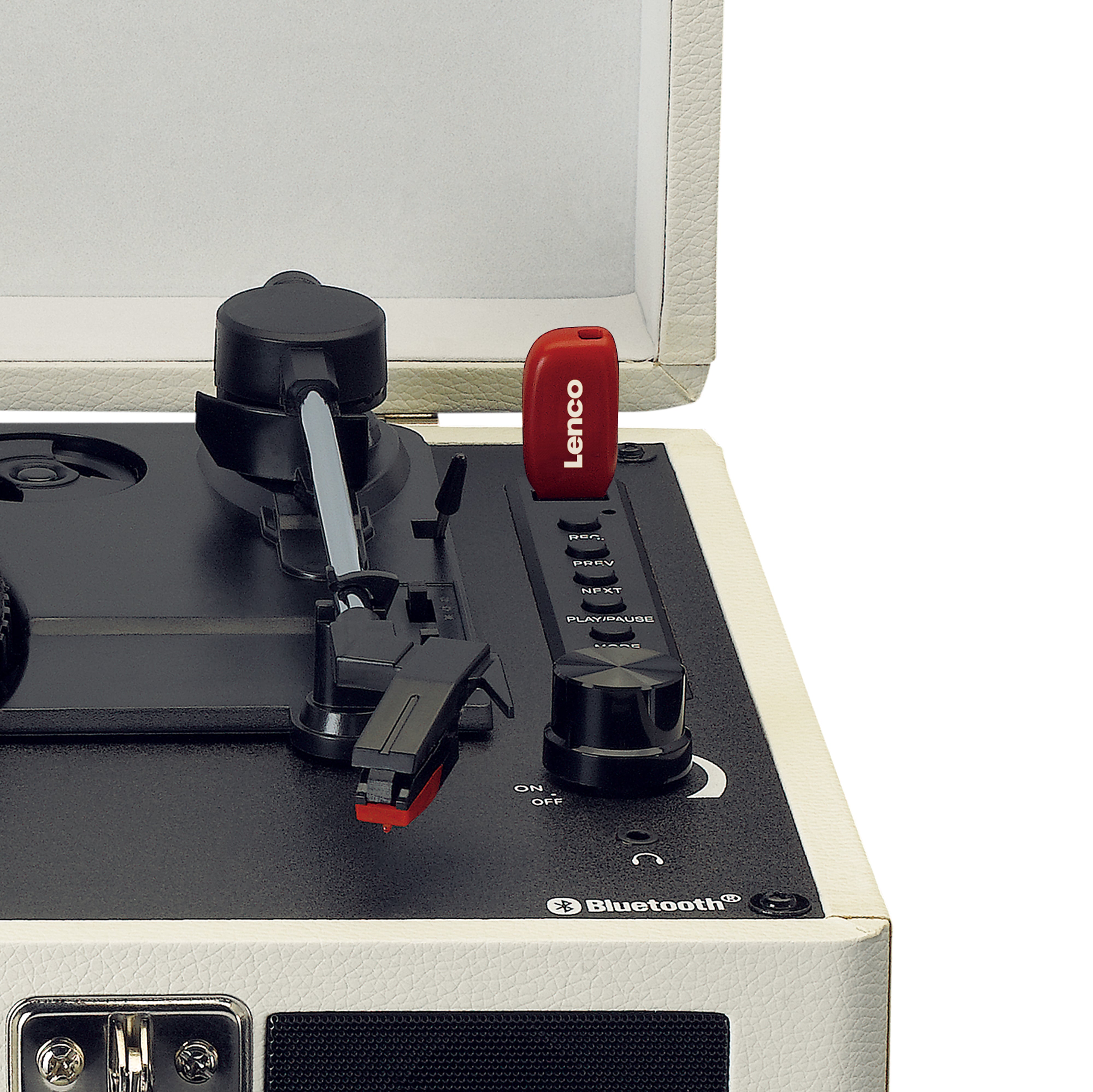 Bluetooth® Plattenspieler mit eingebauten Lautsprechern Cream