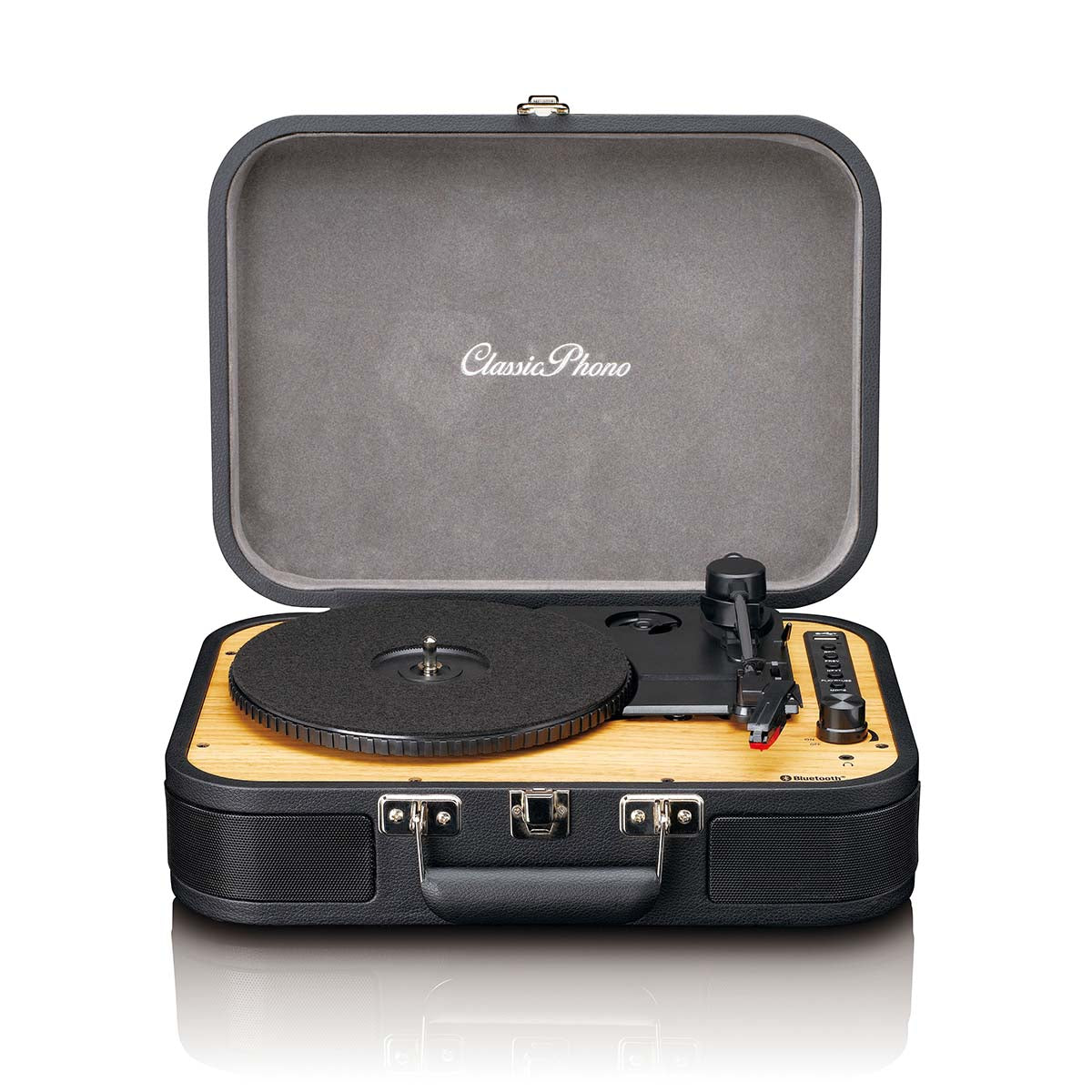 Retro Bluetooth® Plattenspieler mit eingebauten Lautsprechern Schwarz