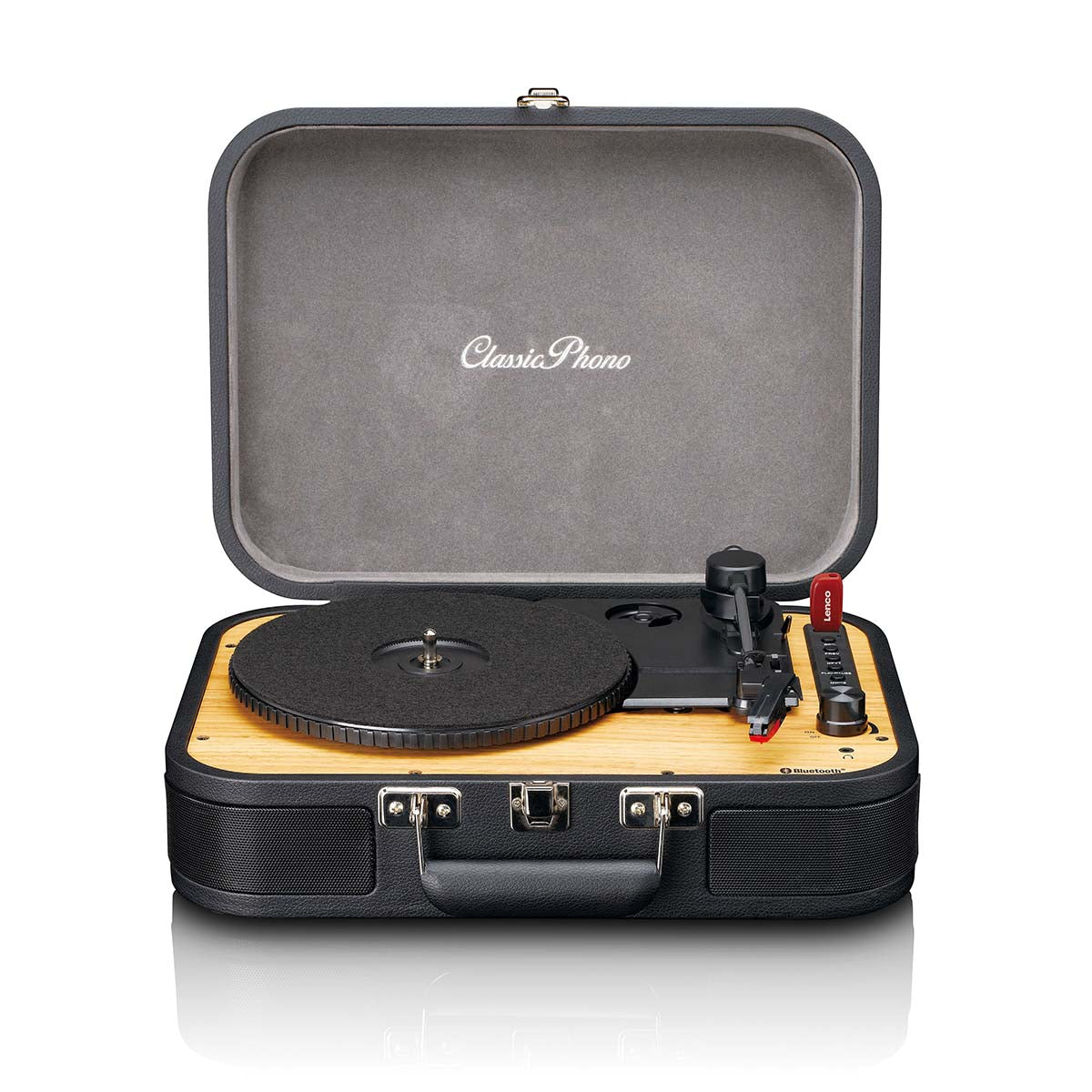 Retro Bluetooth® Plattenspieler mit eingebauten Lautsprechern Schwarz