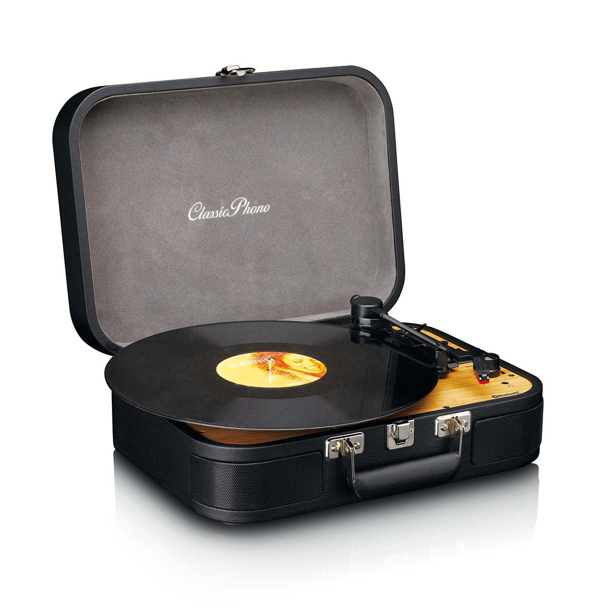 Retro Bluetooth® Plattenspieler mit eingebauten Lautsprechern Schwarz