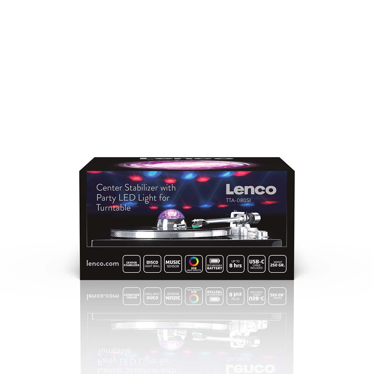 Mittelstabilisator mit Party LED Light für Plattenspieler Silber