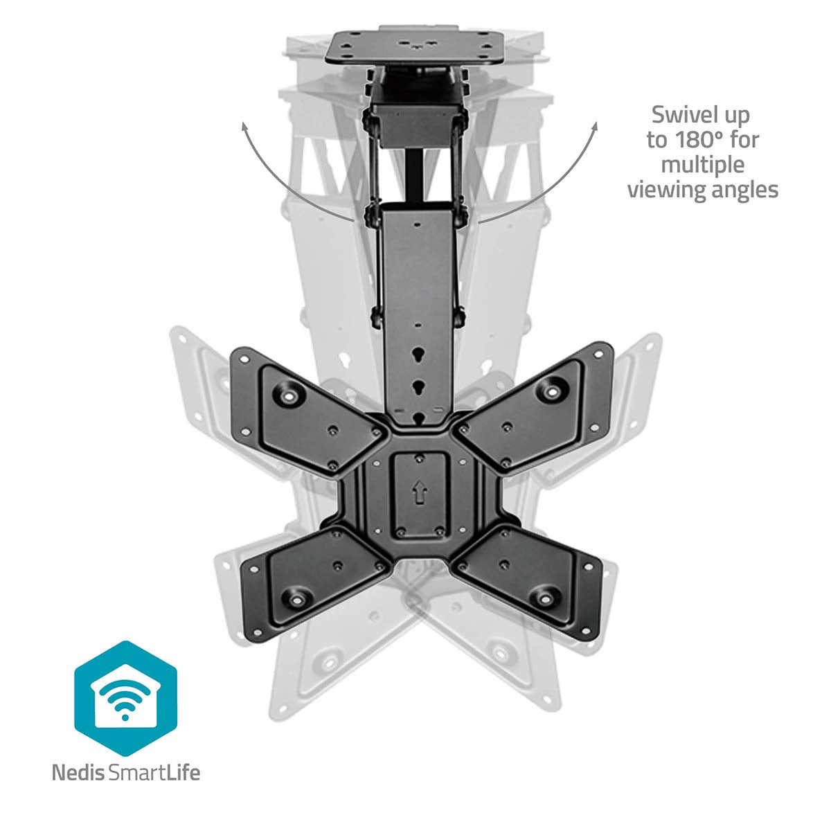 SmartLife Motorised TV Ceiling Mount | 23 - 65 " | Maximum supported screen weight: 30 kg | Rotatable | Tiltable | Minimum ceiling distance: 140 mm | Remote controlled | Steel | Black