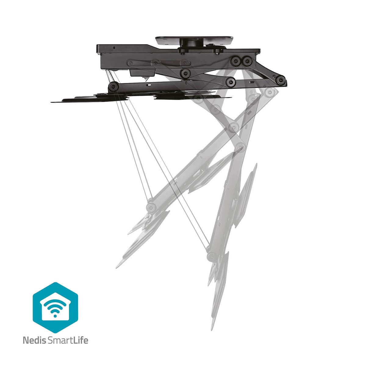 SmartLife Motorised TV Ceiling Mount | 23 - 65 " | Maximum supported screen weight: 30 kg | Rotatable | Tiltable | Minimum ceiling distance: 140 mm | Remote controlled | Steel | Black
