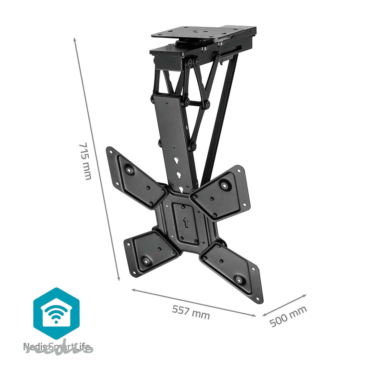 SmartLife Motorised TV Ceiling Mount | 23 - 65 " | Maximum supported screen weight: 30 kg | Rotatable | Tiltable | Minimum ceiling distance: 140 mm | Remote controlled | Steel | Black