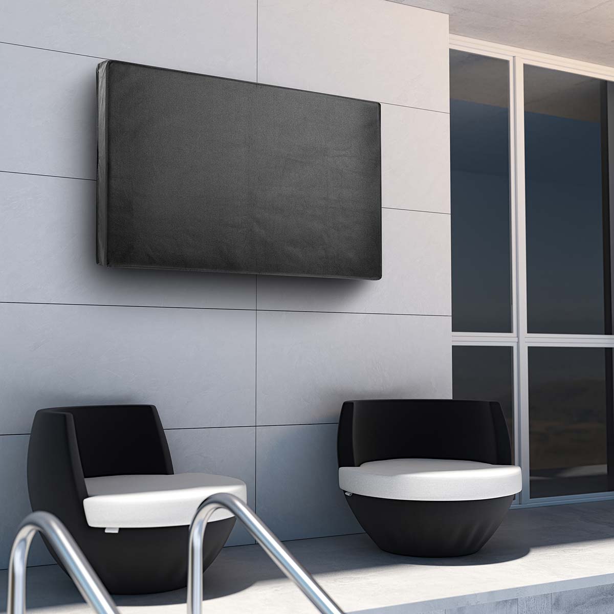 Outdoor-TV-Schirm-Abdeckung | Bildschirmgröße: 65 - 70 " | Supreme Quality Oxford | Schwarz