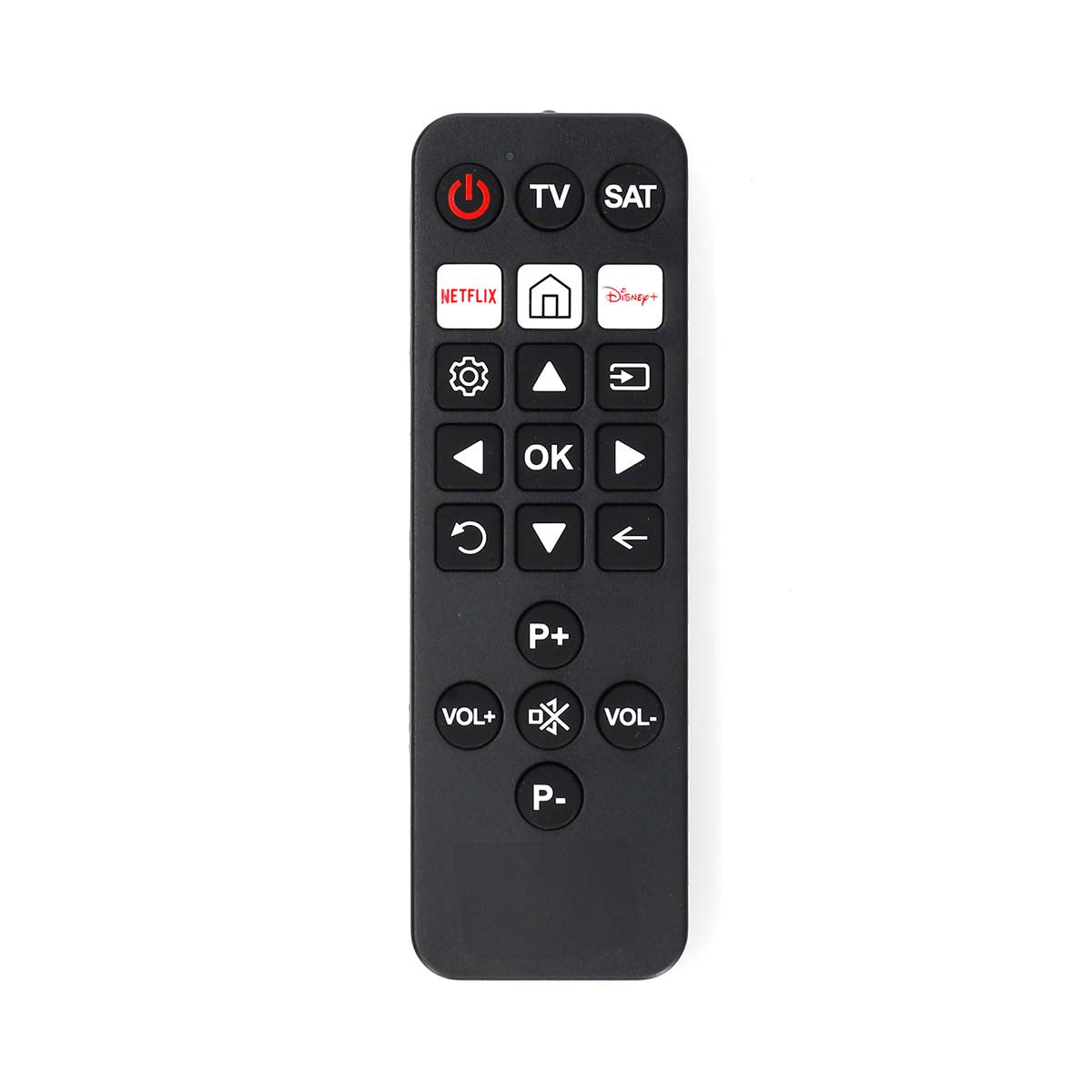Universal-Fernbedienung | Vorprogrammiert | 2 Geräte | Disney + Button / Netflix Button | Infrarot | Schwarz