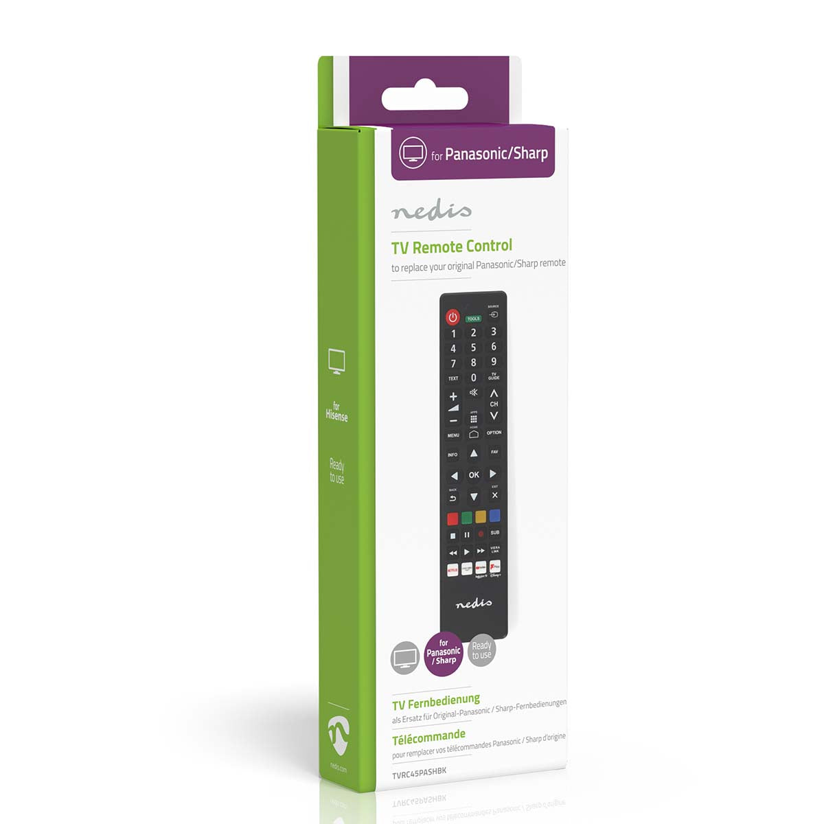 Ersatz Fernbedienung | Passend für: Panasonic / Sharp | Vorprogrammiert | 1 Gerät | Amazon Prime / Disney + Button / Netflix Button / Rakuten TV Button / Youtube Button | Infrarot | Schwarz