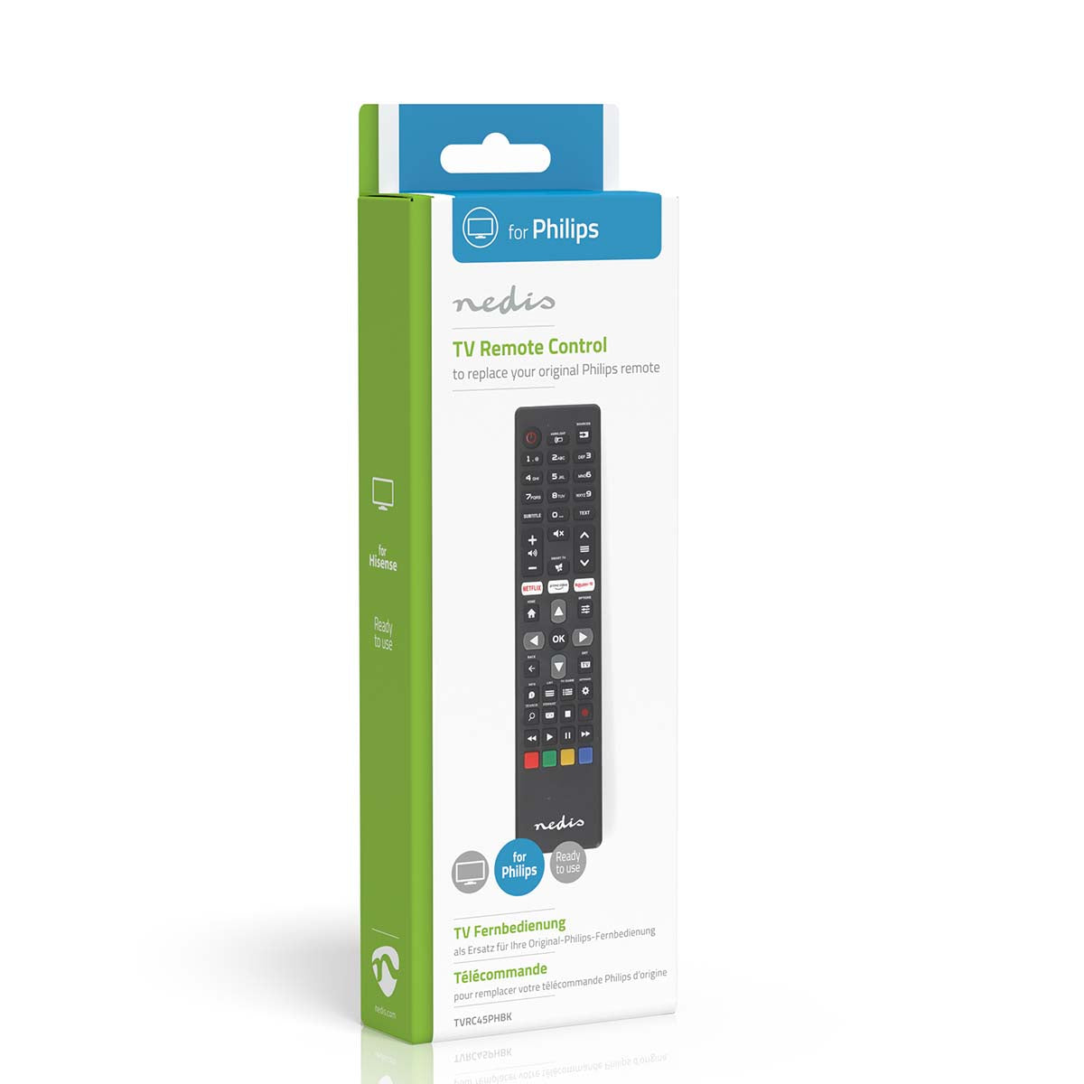 Ersatz Fernbedienung | Passend für: Philips | Vorprogrammiert | 1 Gerät | Amazon Prime / Netflix Button / Rakuten TV Button / Smart Hub Button | Infrarot | Schwarz