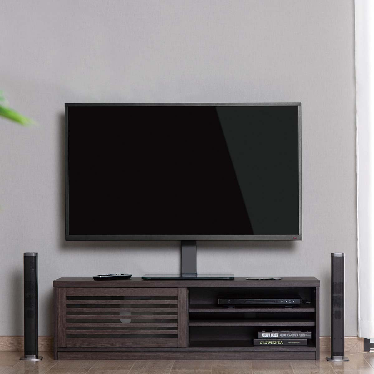 Fester TV-Ständer | 37 - 70 " | maximal unterstützes Bildschirmgewicht: 40 kg | Einstellbare voreingestellte Höhen | Gehärtetes Glas / Stahl | Schwarz