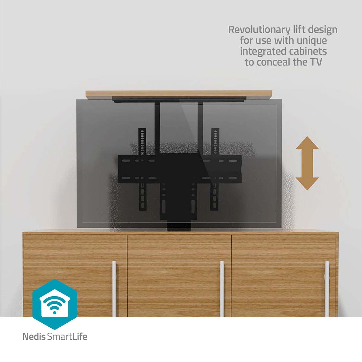 SmartLife Motorized TV Lift | 37 - 80 " | Maximum supported screen weight: 60 kg | Built-in Cabinet Design | Lift range: 79 - 184 cm | Remote controlled | ABS / Steel | Black