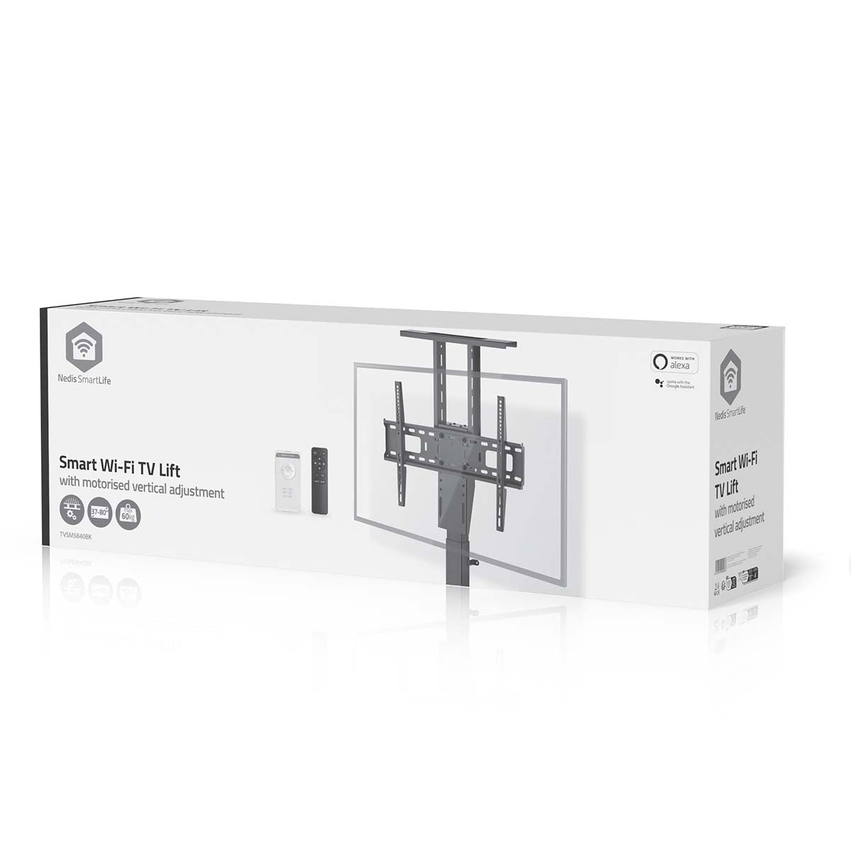 SmartLife Motorized TV Lift | 37 - 80 " | Maximum supported screen weight: 60 kg | Built-in Cabinet Design | Lift range: 79 - 184 cm | Remote controlled | ABS / Steel | Black