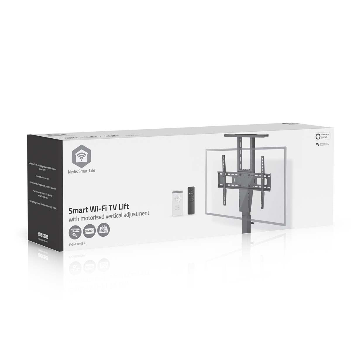 SmartLife Motorized TV Lift | 37 - 80 " | Maximum supported screen weight: 60 kg | Built-in Cabinet Design | Lift range: 79 - 184 cm | Remote controlled | ABS / Steel | Black
