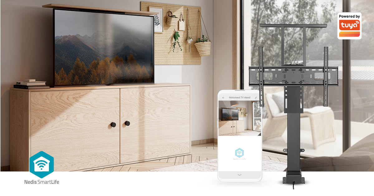 SmartLife Motorized TV Lift | 37 - 80 " | Maximum supported screen weight: 60 kg | Built-in Cabinet Design | Lift range: 79 - 184 cm | Remote controlled | ABS / Steel | Black