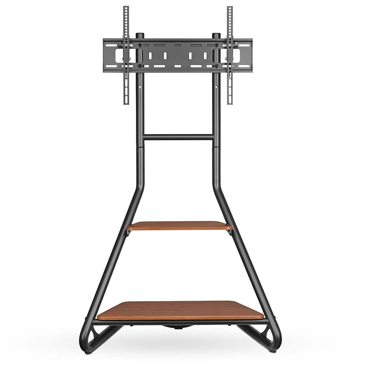 TV Bodenständer | 37 - 75 " | maximal unterstützes Bildschirmgewicht: 40 kg | Bauhaus Design | Einstellbare voreingestellte Höhen | MDF / Stahl | Braun / Schwarz