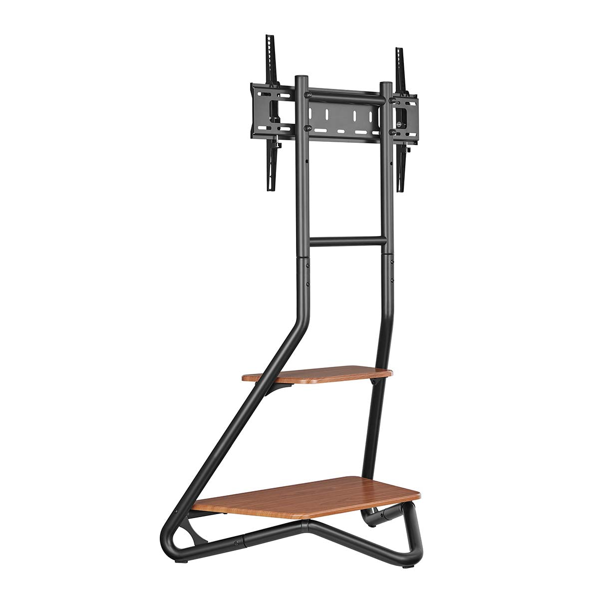 TV Bodenständer | 37 - 75 " | maximal unterstützes Bildschirmgewicht: 40 kg | Bauhaus Design | Einstellbare voreingestellte Höhen | MDF / Stahl | Braun / Schwarz