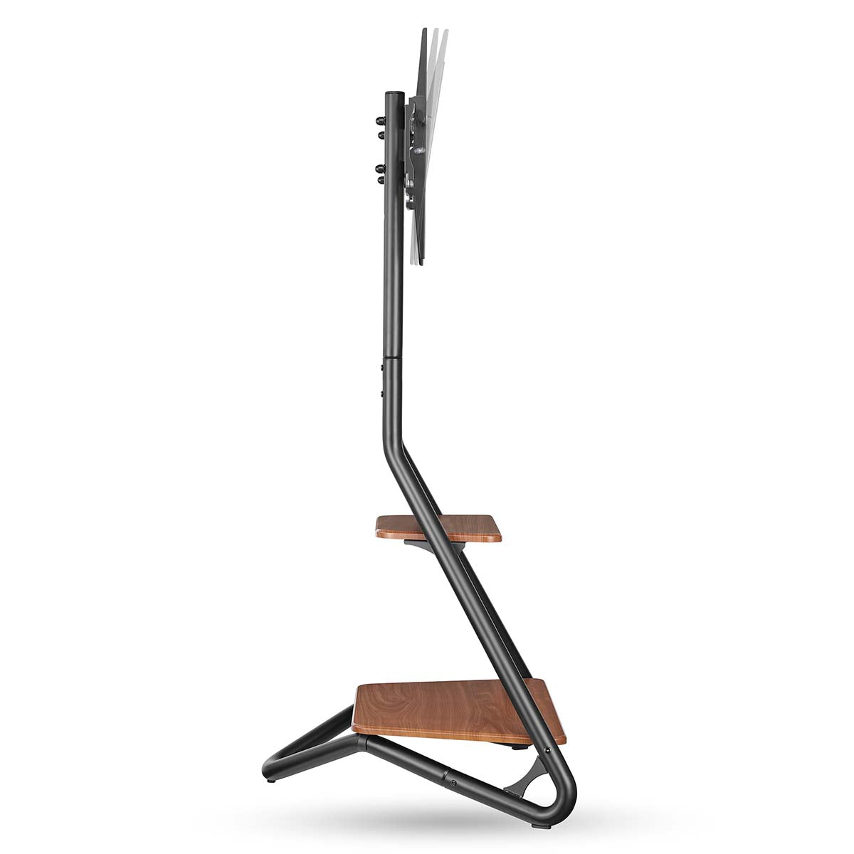 TV Bodenständer | 37 - 75 " | maximal unterstützes Bildschirmgewicht: 40 kg | Bauhaus Design | Einstellbare voreingestellte Höhen | MDF / Stahl | Braun / Schwarz