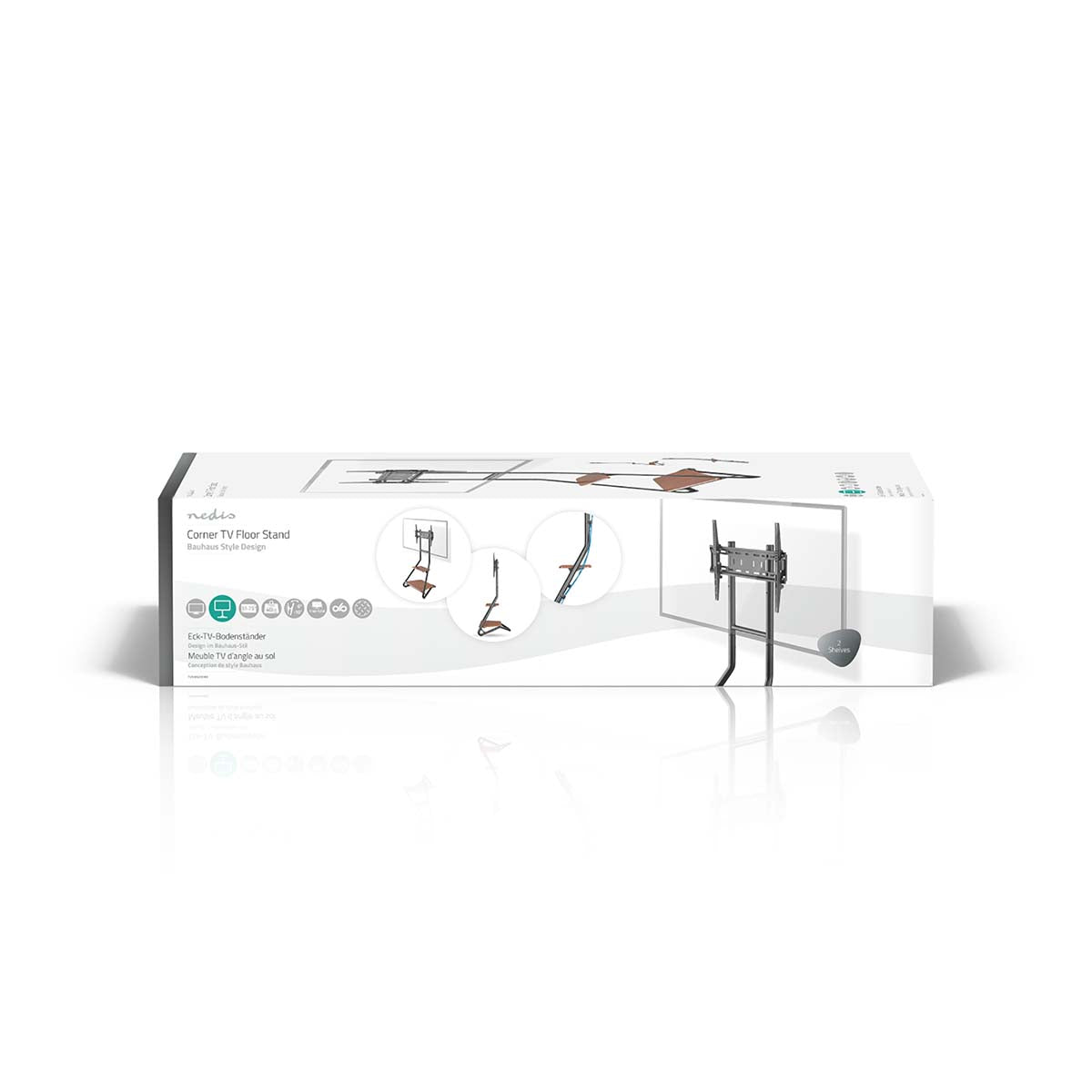 TV Bodenständer | 37 - 75 " | maximal unterstützes Bildschirmgewicht: 40 kg | Bauhaus Design | Einstellbare voreingestellte Höhen | MDF / Stahl | Braun / Schwarz