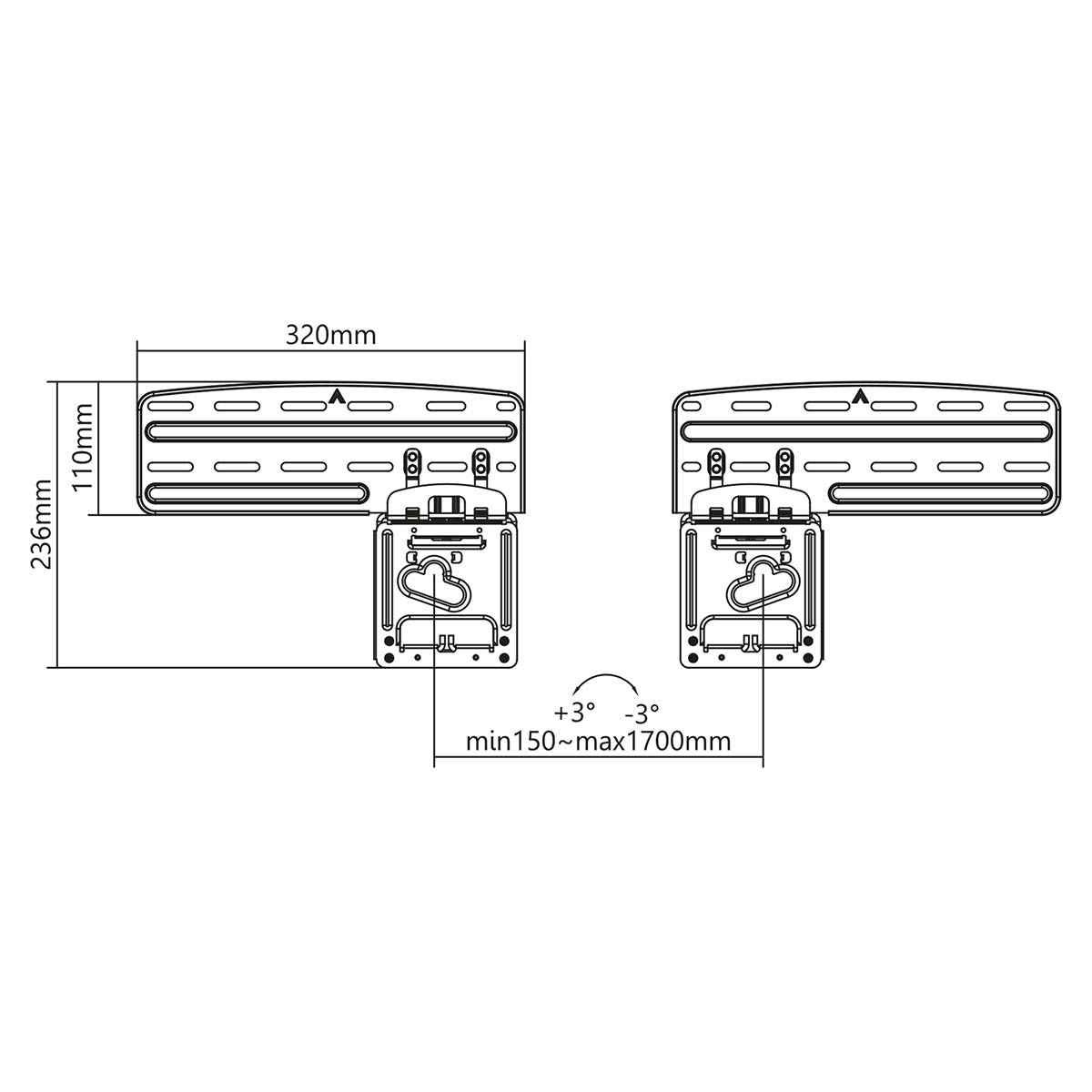 Feste TV-Wandhalterung | 43 - 85 " | maximal unterstützes Bildschirmgewicht: 60 kg | Minimaler Wandabstand: 7.50 mm | Stahl | Schwarz