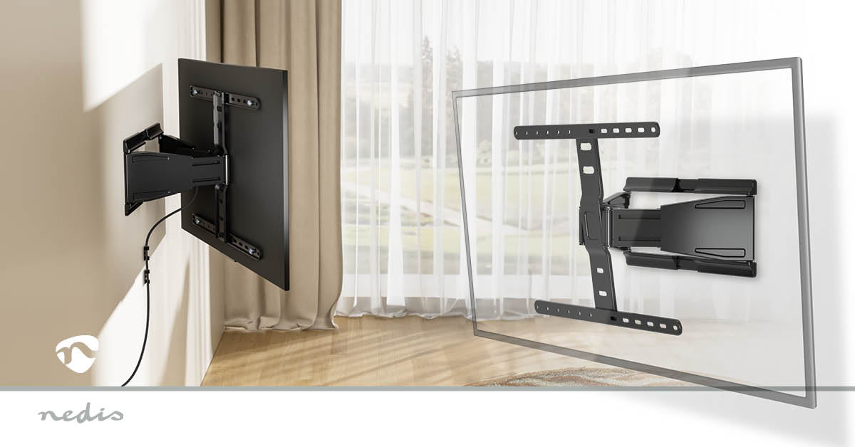 Vollbewegliche-TV-Wandhalterung | 43 - 90 " | maximal unterstützes Bildschirmgewicht: 50 kg | kippbar | drehbar | Minimaler Wandabstand: 19.6 mm | 2 Drehpunkt(e) | ABS / Metall | Schwarz