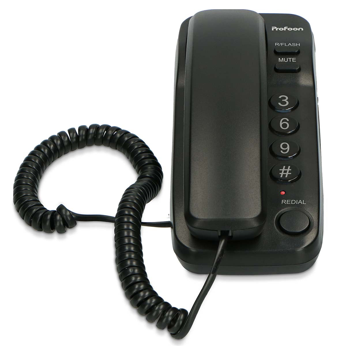 Kompaktes schnurgebundenes Telefon Schwarz