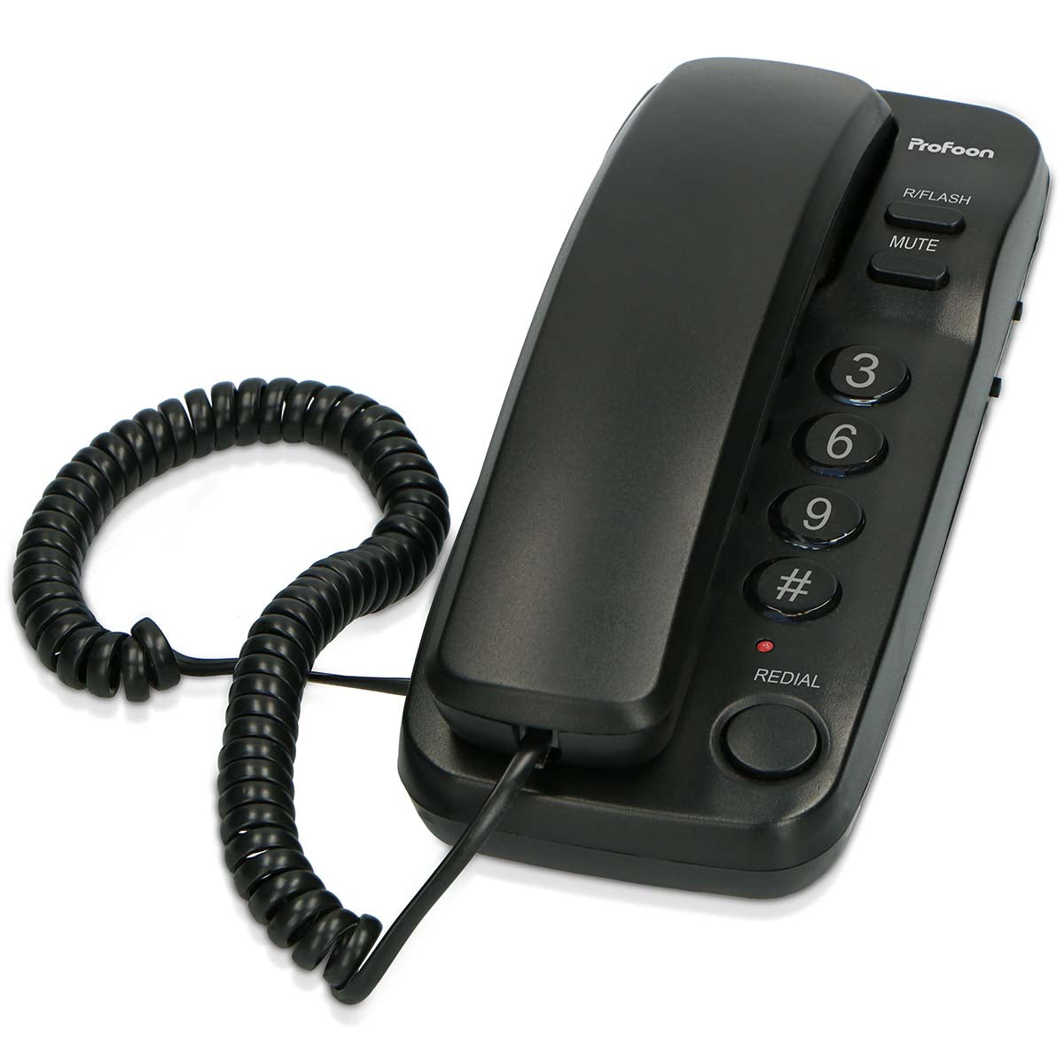 Kompaktes schnurgebundenes Telefon Schwarz