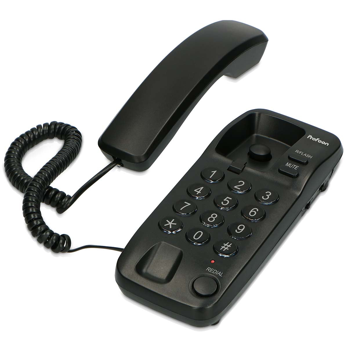 Kompaktes schnurgebundenes Telefon Schwarz