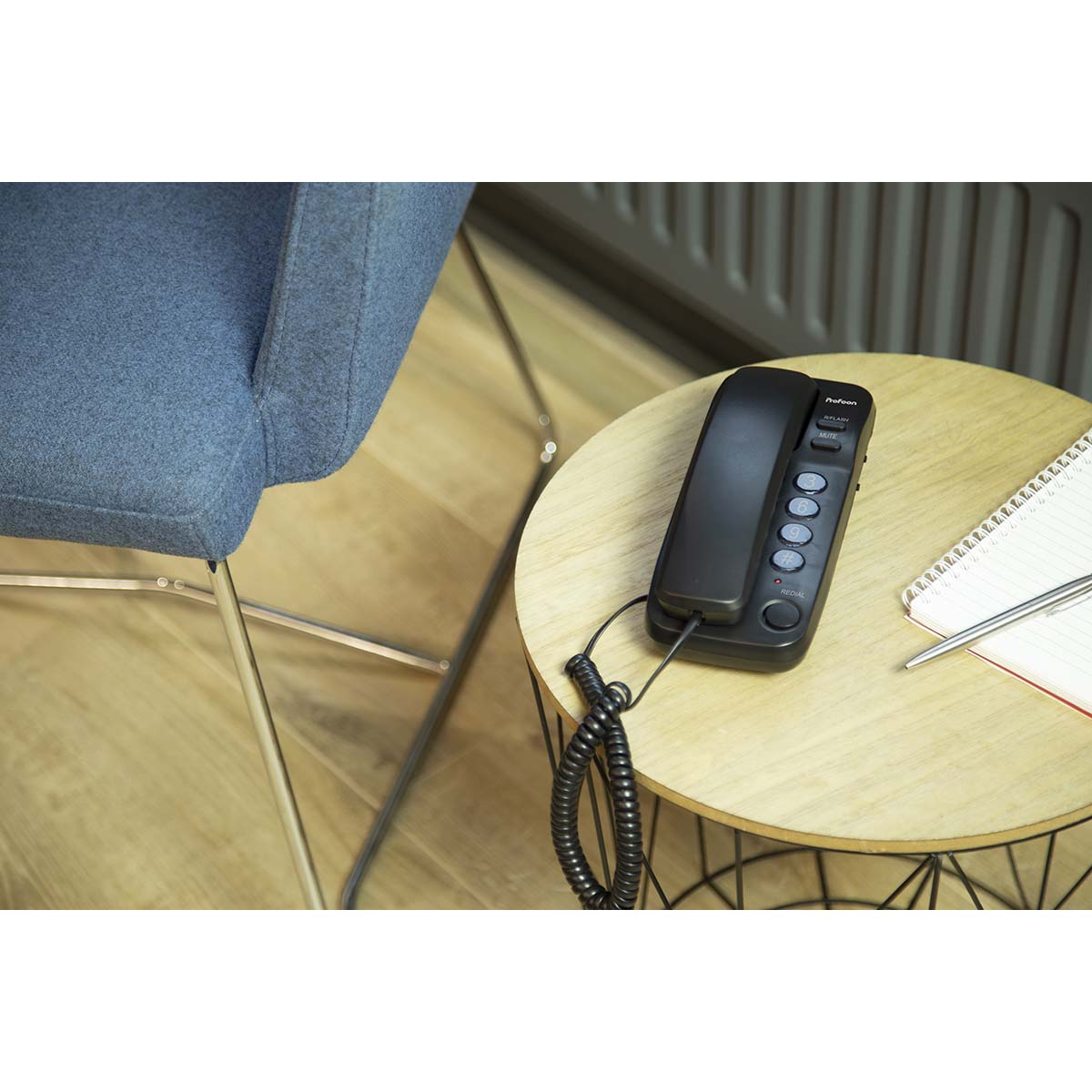 Kompaktes schnurgebundenes Telefon Schwarz