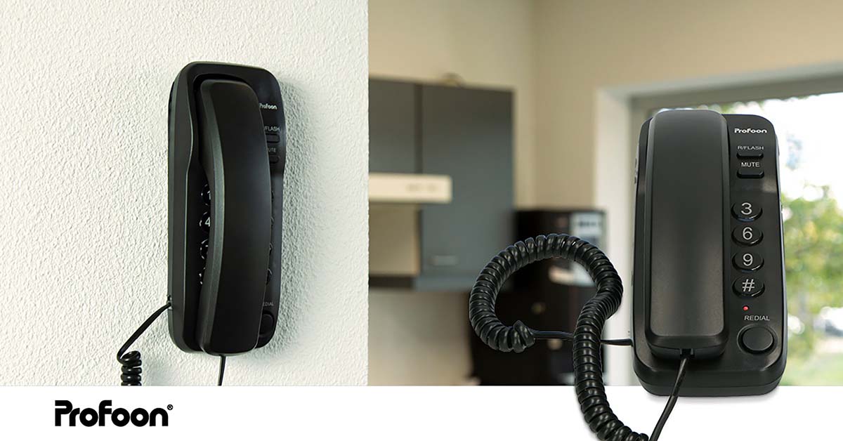 Kompaktes schnurgebundenes Telefon Schwarz