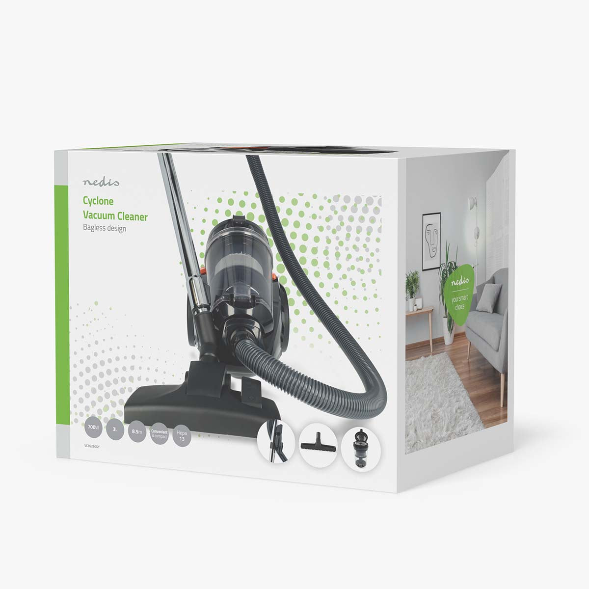 Staubsauger ohne Beutel | Beutellos | 700 W | Staubkapazität: 3.0 l | Kombi-Bürste | Aktionsradius: 8.50 m | HEPA Luftfilter | Anthrazit / Orange / Schwarz