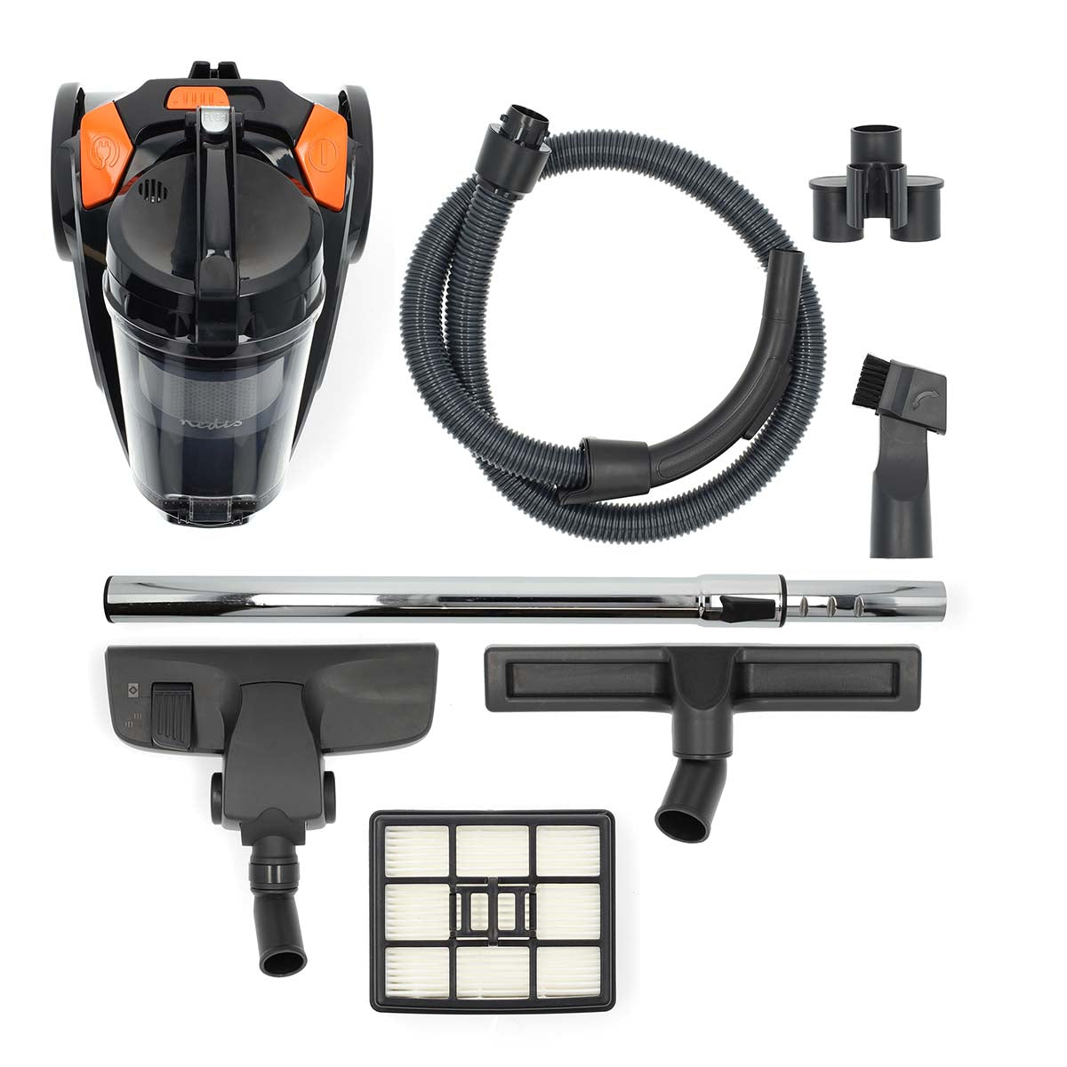 Staubsauger ohne Beutel | Beutellos | 700 W | Staubkapazität: 3.0 l | Kombi-Bürste | Aktionsradius: 8.50 m | HEPA Luftfilter | Anthrazit / Orange / Schwarz