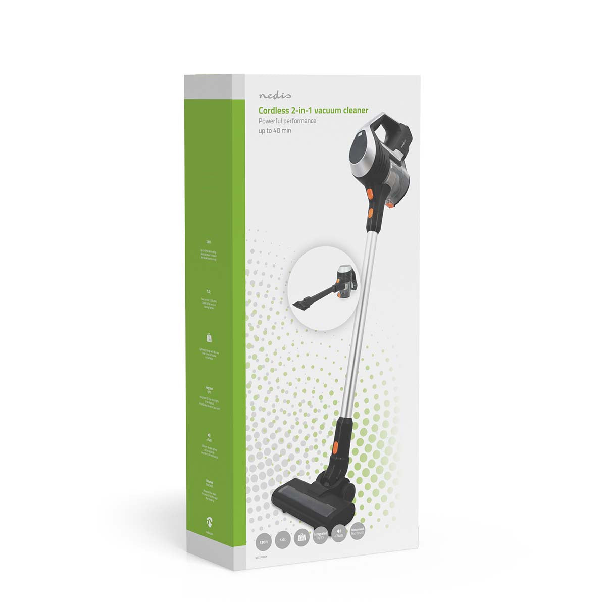 Stick Staubsauger | 130 W | 25.9 VAC | Motorisierte weiche Bürste mit integrierter Beleuchtung | 10000 Pa | HEPA Luftfilter | Orange / Schwarz