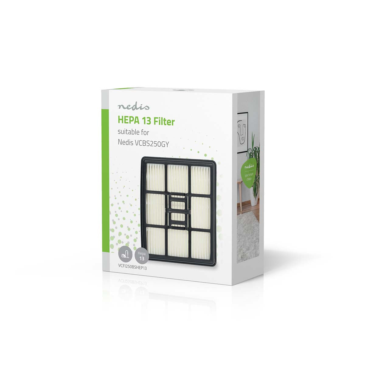 Ersatz-Aktiv HEPA Filter | Ersatz für: Nedis | Schwarz / Weiss