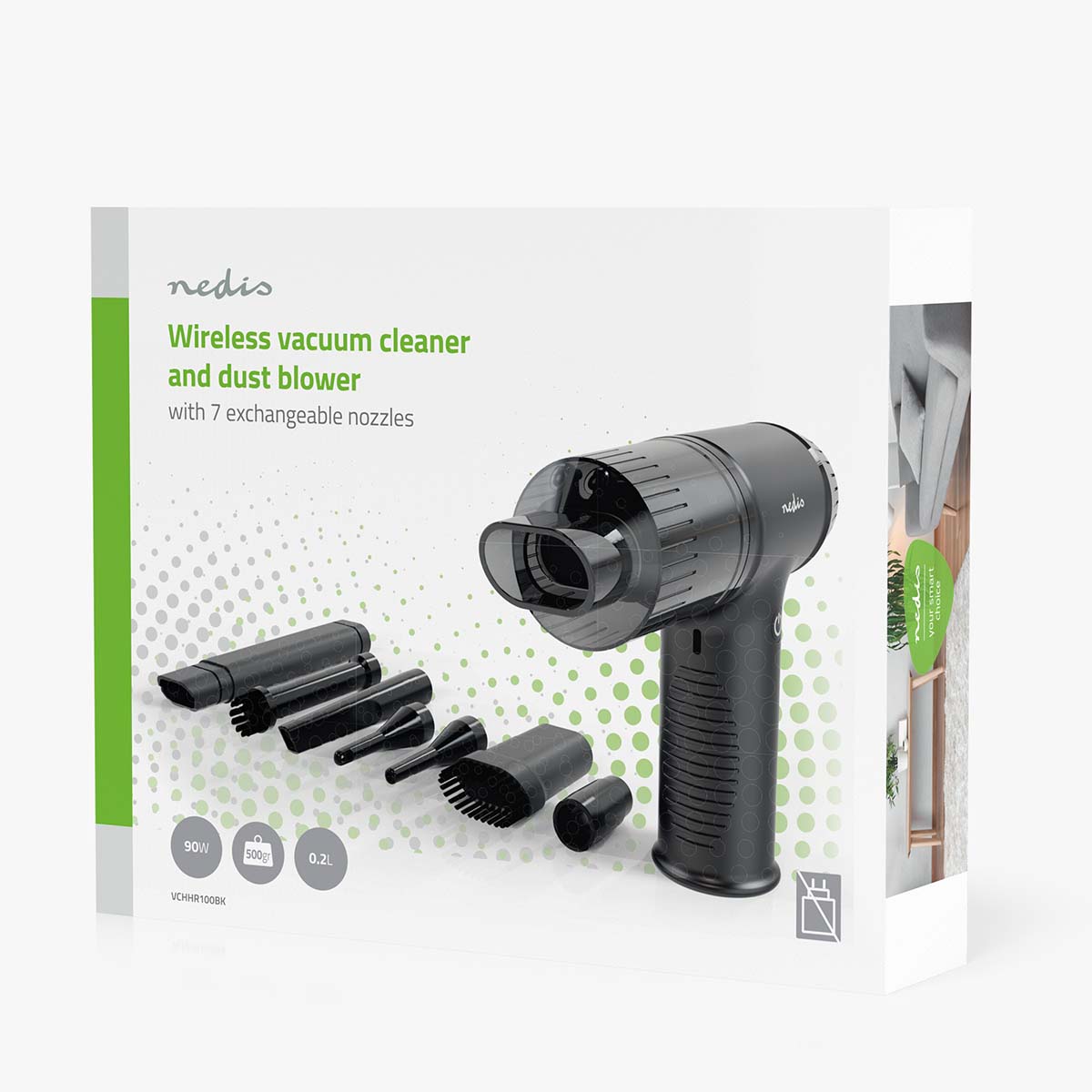 Handstaubsauger | 90 W | Wiederaufladbar | Nass / Trocken | Li-Ion | Schwarz
