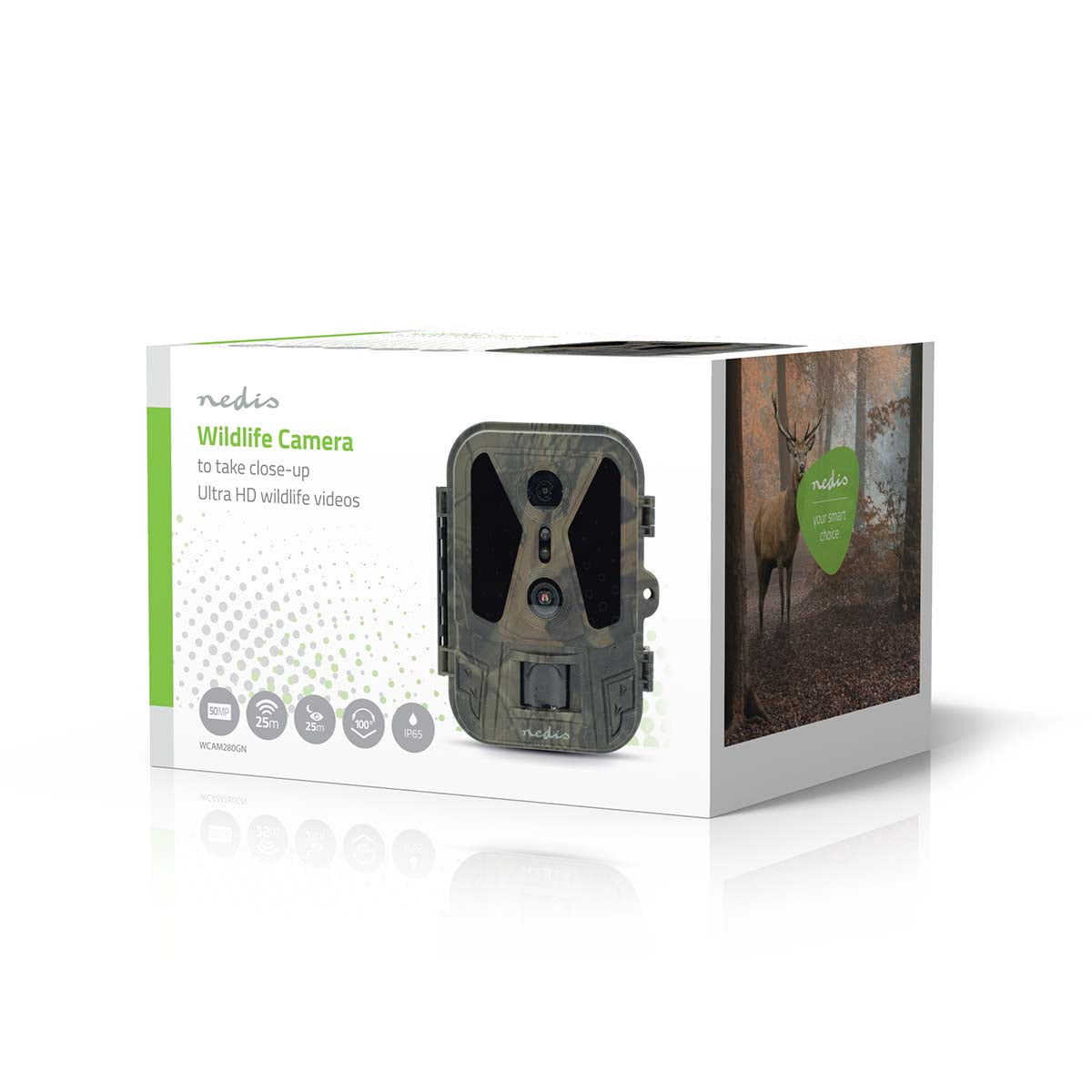 Wildlife Kamera | 4K@10fps | 50 MPixel | 8 MPixel CMOS | IP65 | Schwarz No-Glow IR | Nachtsicht | Blickwinkel: 100 ° | Bewegungssensor | Erfassungswinkel: 120 ° | Erfassungsbereich: 25 m | Monitorgröße: 2.4 " | LCD Screen | Braun / Grün