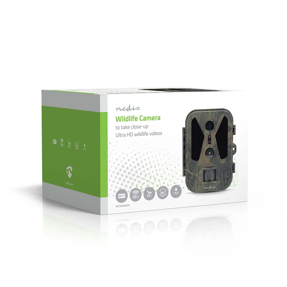 Wildlife Kamera | 4K@10fps | 50 MPixel | 8 MPixel CMOS | IP65 | Schwarz No-Glow IR | Nachtsicht | Blickwinkel: 100 ° | Bewegungssensor | Erfassungswinkel: 120 ° | Erfassungsbereich: 25 m | Monitorgröße: 2.4 " | LCD Screen | Braun / Grün